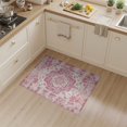 thumbnail image 2 of ODIKA 3'x5' Washable Accent Rug Pet Friendly, Non-Shedding Mat Quicksand Vintage Scroll Distressed Faded Inspired Print Pink for Bedside, Nursery Room, 2 of 7