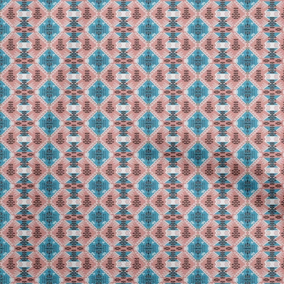 oneOone Cotton Flex Teal Blue2 Fabric Asian Kilim Sewing Fabric By The Yard Printed Diy Clothing Sewing Supplies 40 Inch Wide