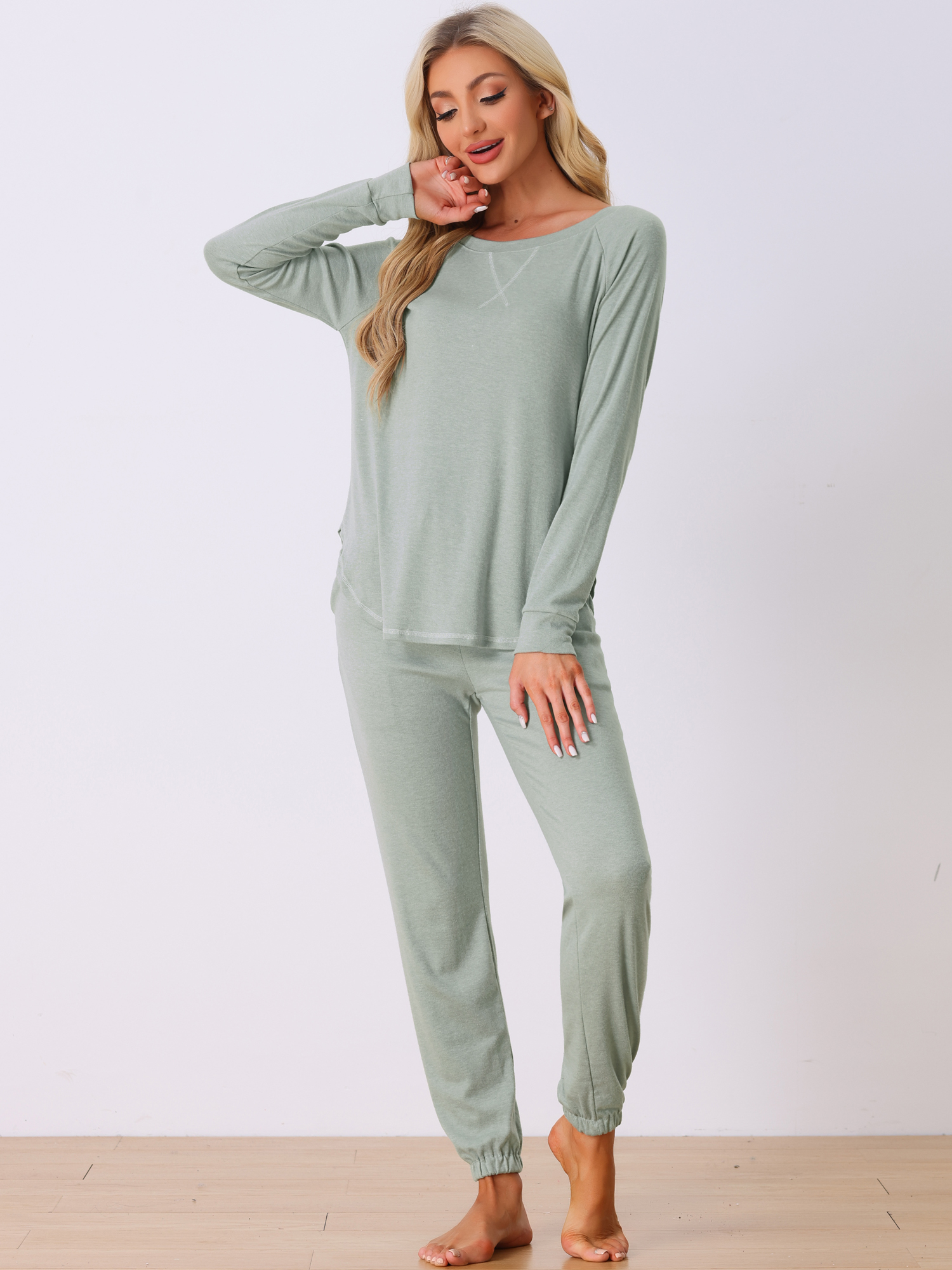 DARING DIVA Women's Travel Outfit Knit Long Sleeve Loungewear Set XL Grey