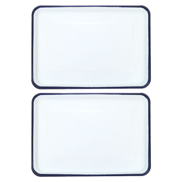 Uxcell 2 piezas de paleta de bandeja de carnicero 15" x 11" bandeja rectangular de metal recubierta de esmalte triple para mezcla de colores en pintura artística
