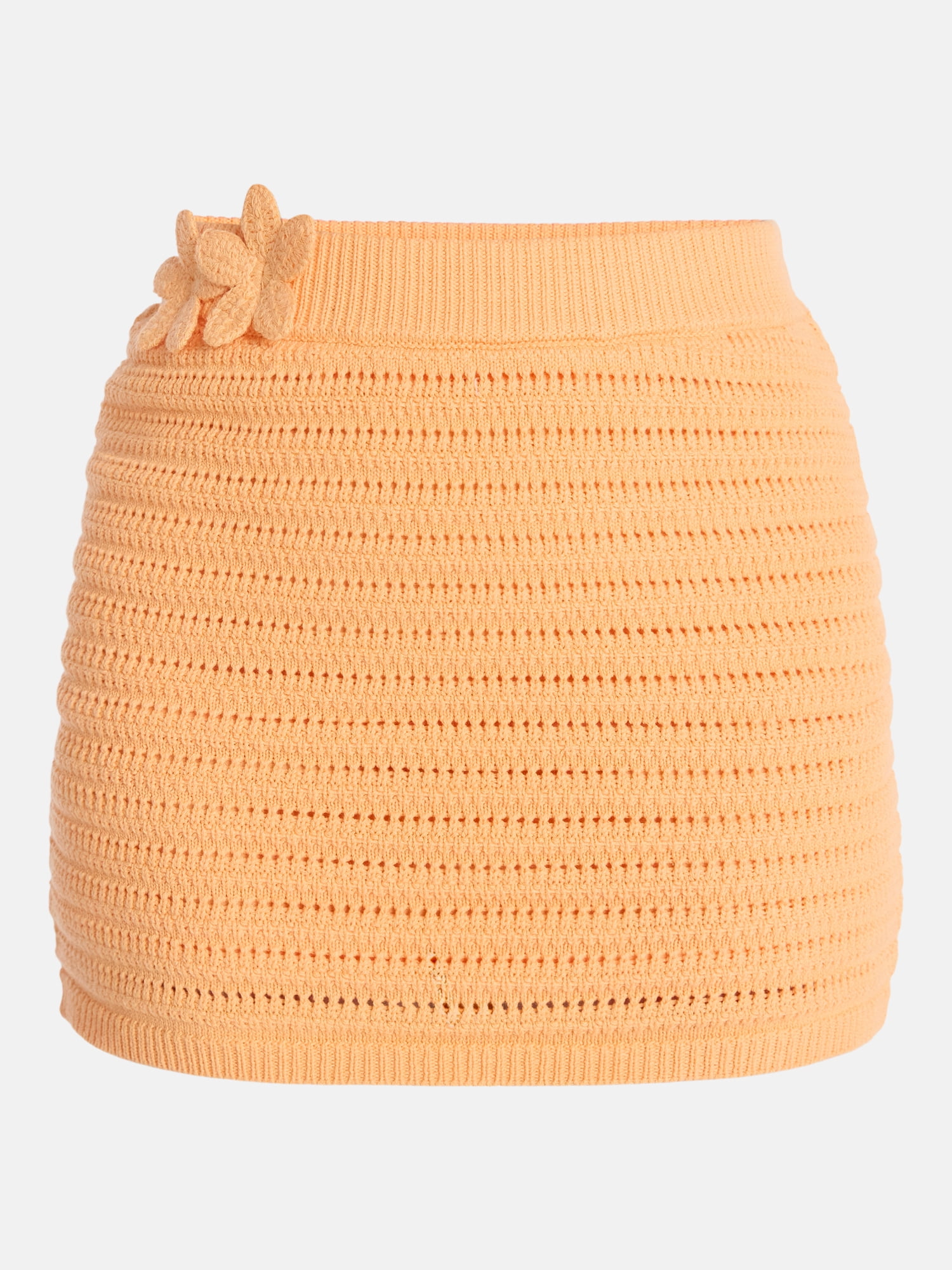 Madden NYC Women’s Crochet Cotton Mini Skirt with 3D Flowers, Sizes XXS-XXL