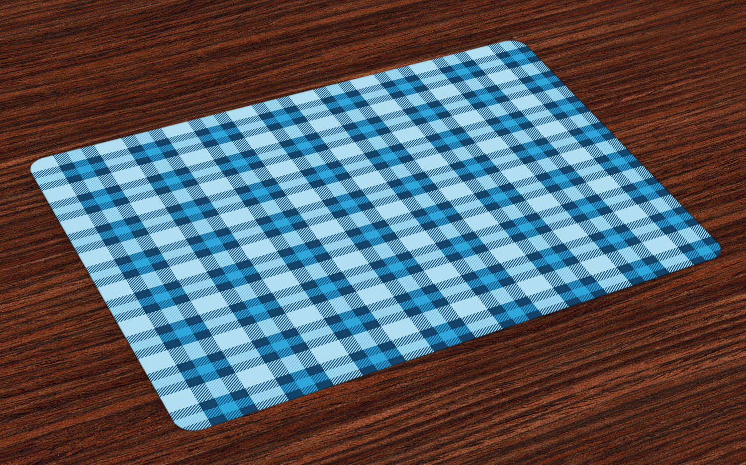 Checkered Placemats Set of 4 Intersecting Stripes and Squares Picnic Themed Tile Pattern in Blue