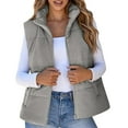 thumbnail image 2 of Rigardu Puffer Vest Women Corduroy Cropped Puffer Vest for Women Lightweight Stand Collar Sleeveless Jackets Zip Up Clothes Fashion 2024 Vest Coats for Women Grey Xxl, 2 of 4