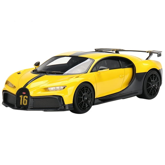 Bugatti Chiron Pur Sport Yellow and Black 1/18 Model Car by Top Speed