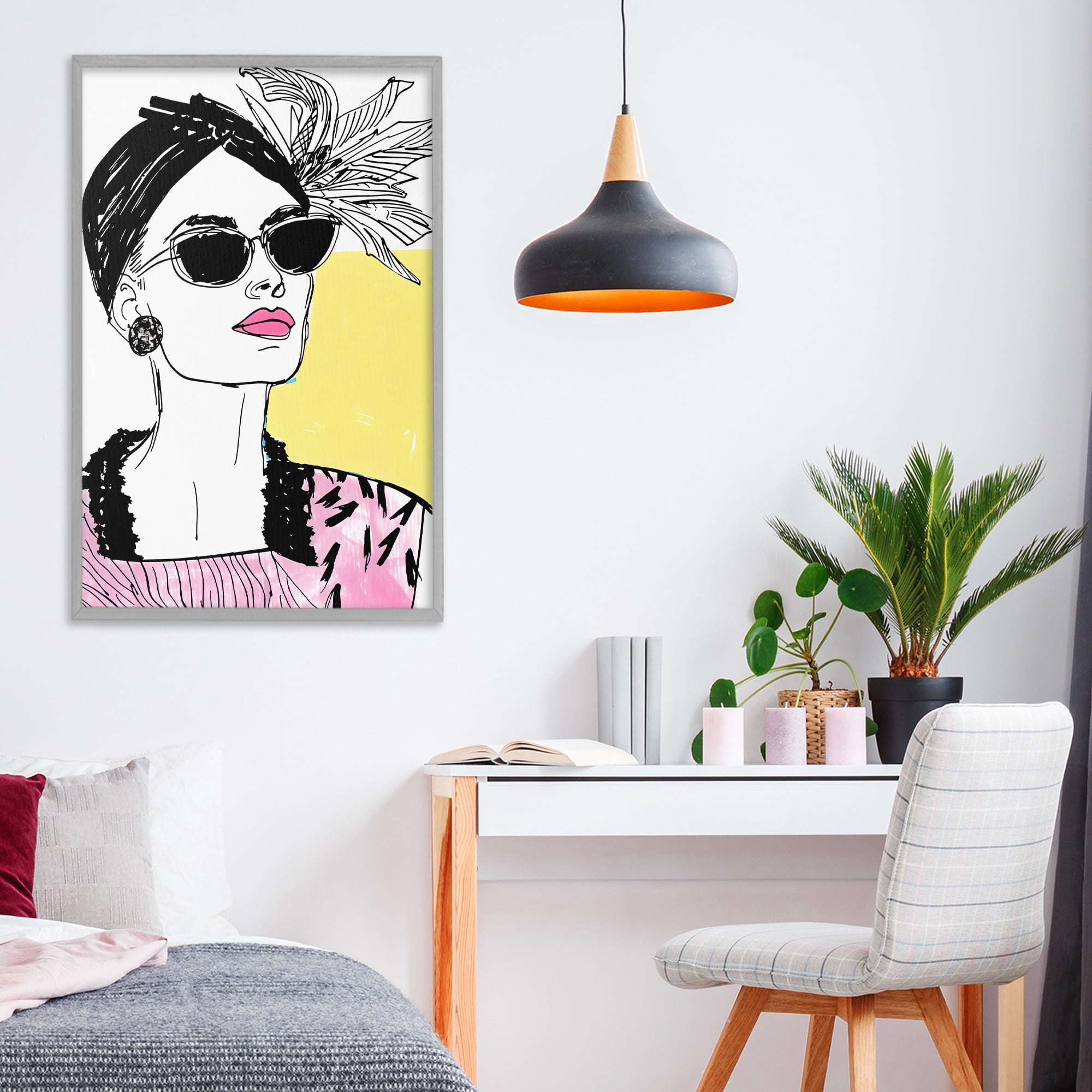 Stupell Industries The Rebel Muse Portrait Gray Framed Giclee Art, design by Andrea Haase