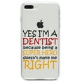thumbnail image 1 of DistinctInk Clear Shockproof Hybrid Case for iPhone 7 PLUS / 8 PLUS (5.5" Screen) TPU Bumper Acrylic Back Tempered Glass Screen Protector - Yes I'm a Dentist Super Hero, 1 of 5