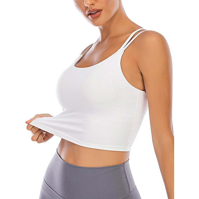 Longline Padded Sports Bra for Women Workout Tops Criss Cross Strappy  Athletic Yoga Crop Tank Top Gym Shirts Wirefree