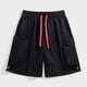 thumbnail image 2 of Pantalones cortos cargo de color liso para hombre: pantalones cortos con bolsillos grandes y cintura elástica de poliéster, 2 of 8
