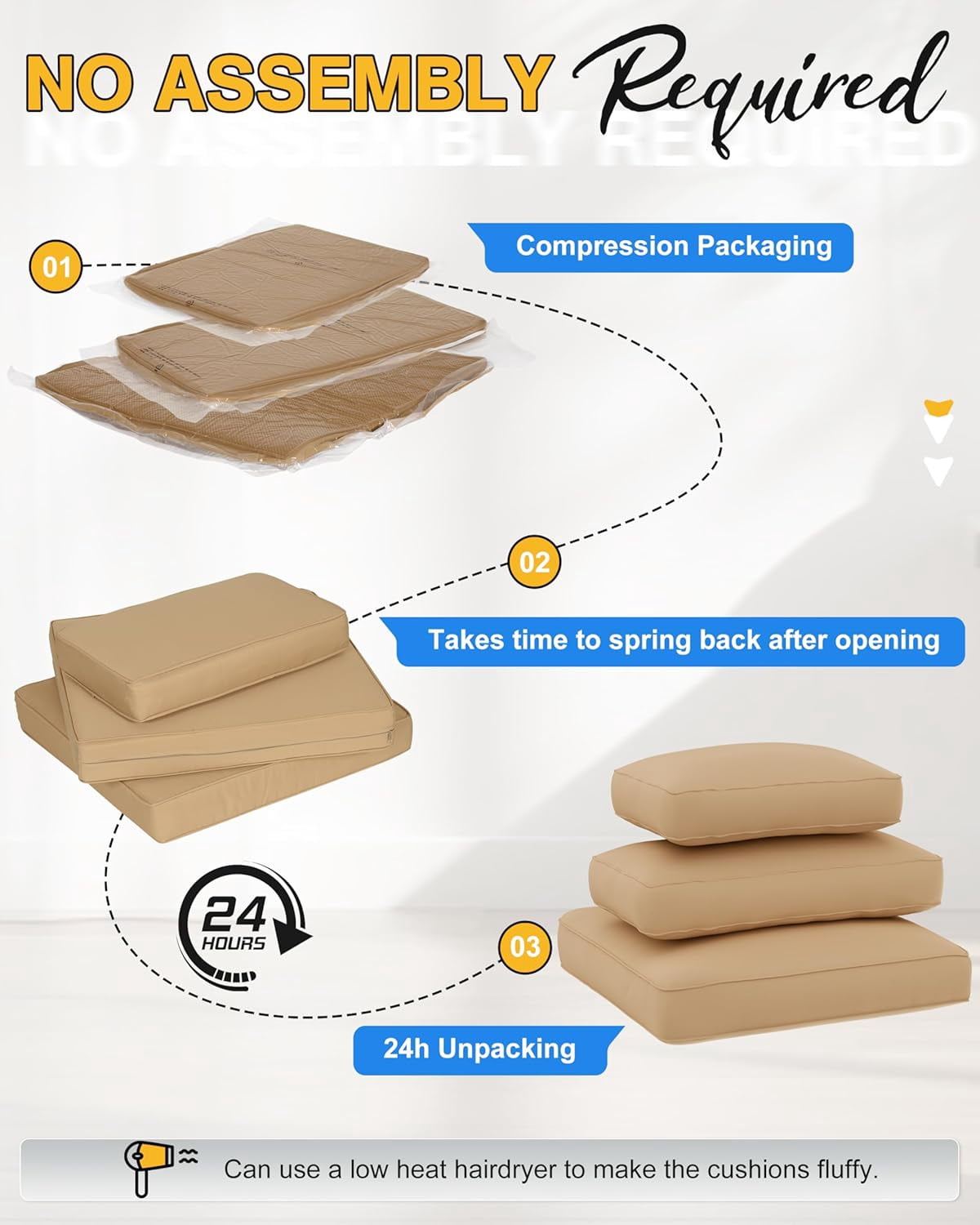 SUNCROWN 9 Piece Patio Furniture Cushions, Replacement Outdoor Cushions for 4-Seat Patio Couch, Cushions for Outdoor Sectional Sofa, Brown