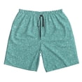 thumbnail image 2 of Honeii's Teal Green Glitter Print Men's Casual Shorts with Drawstring，Swim Trunks Quick Dry Beach Shorts, 2 of 5