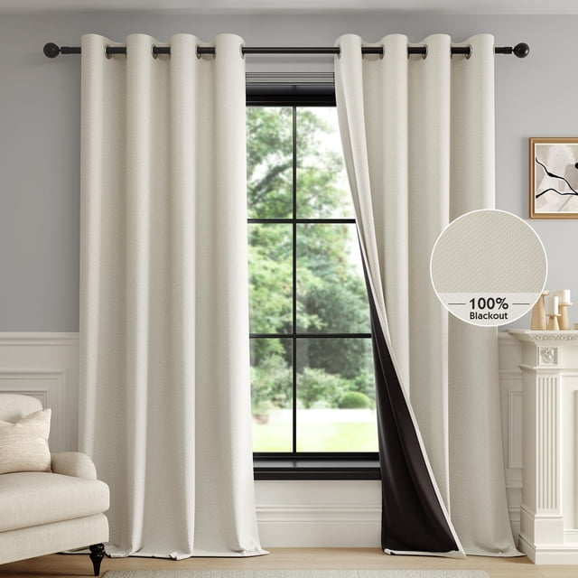 Cortinas opacas FMFUNCTEX, color beige, 100% aislante térmico