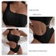 thumbnail image 5 of Bikini de una pieza de un solo hombro Color puro Traje de baño con recorte de cintura de fibra de poliéster transpirable para playa Negro L, 5 of 6