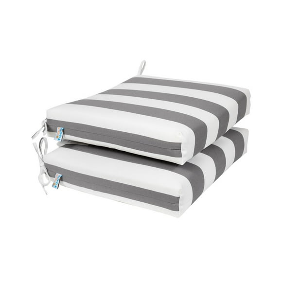 Island Retreat NU6934 Coussin de Siège Rayé Tout Temps - Gris Ardoise et Blanc - Ensemble de 2