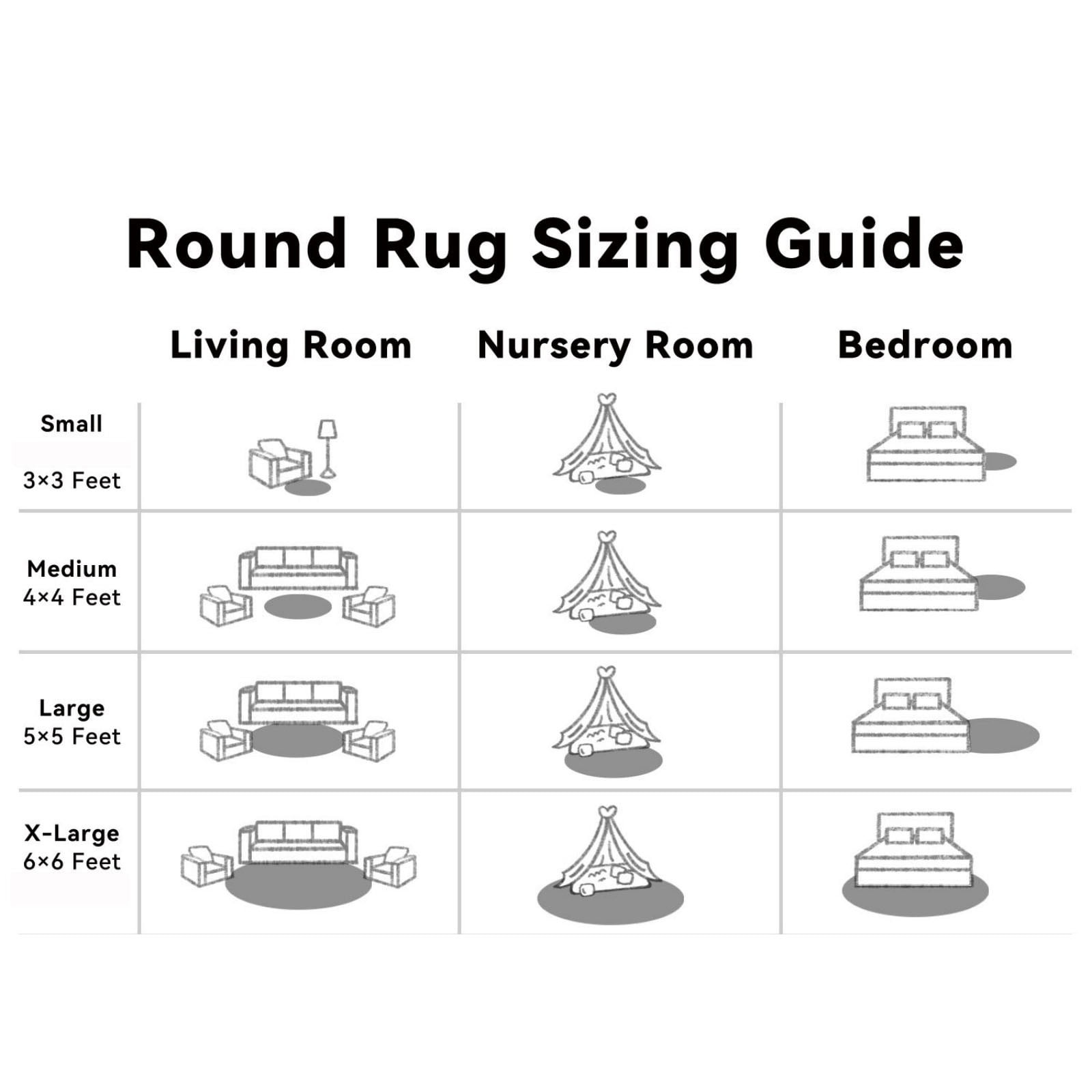Buganda Fluffy Area Rugs, Round Area Rug for Living Room, Soft Decorative Carpet for Indoor Home, 3'x3', Black
