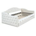 thumbnail image 4 of Harper & Bright Designs Twin Size Tufted Upholstered Daybed with Trundle, Twin Velvet Sofabed with USB & Charging Ports, Beige, 4 of 11