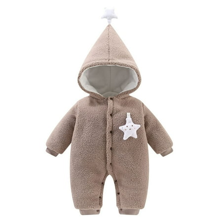 

Baby Boys Girls Stars Snowsuit Winter Coat Warm Hooded Thick Romper Jumpsuit Outfits For 6-9 Months