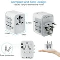 thumbnail image 3 of Universal Travel Plug Adapter with 4 USB Ports(1 USB C) and Multiple Plug Options, Double Fuse, White and Gray, 3 of 7