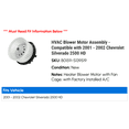 thumbnail image 2 of HVAC Blower Motor Assembly - Compatible with 2001 - 2002 Chevy Silverado 2500 HD, 2 of 2