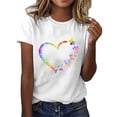 thumbnail image 2 of Lilgiuy National Pet Day Dog Paw Love Heart Print T-Shirt for Women Summer Short Sleeve Graphic Tee Shirts Blouse Colorful Dog Mom Tee Tops Casual Crewneck Tees(White,2XL), 2 of 4