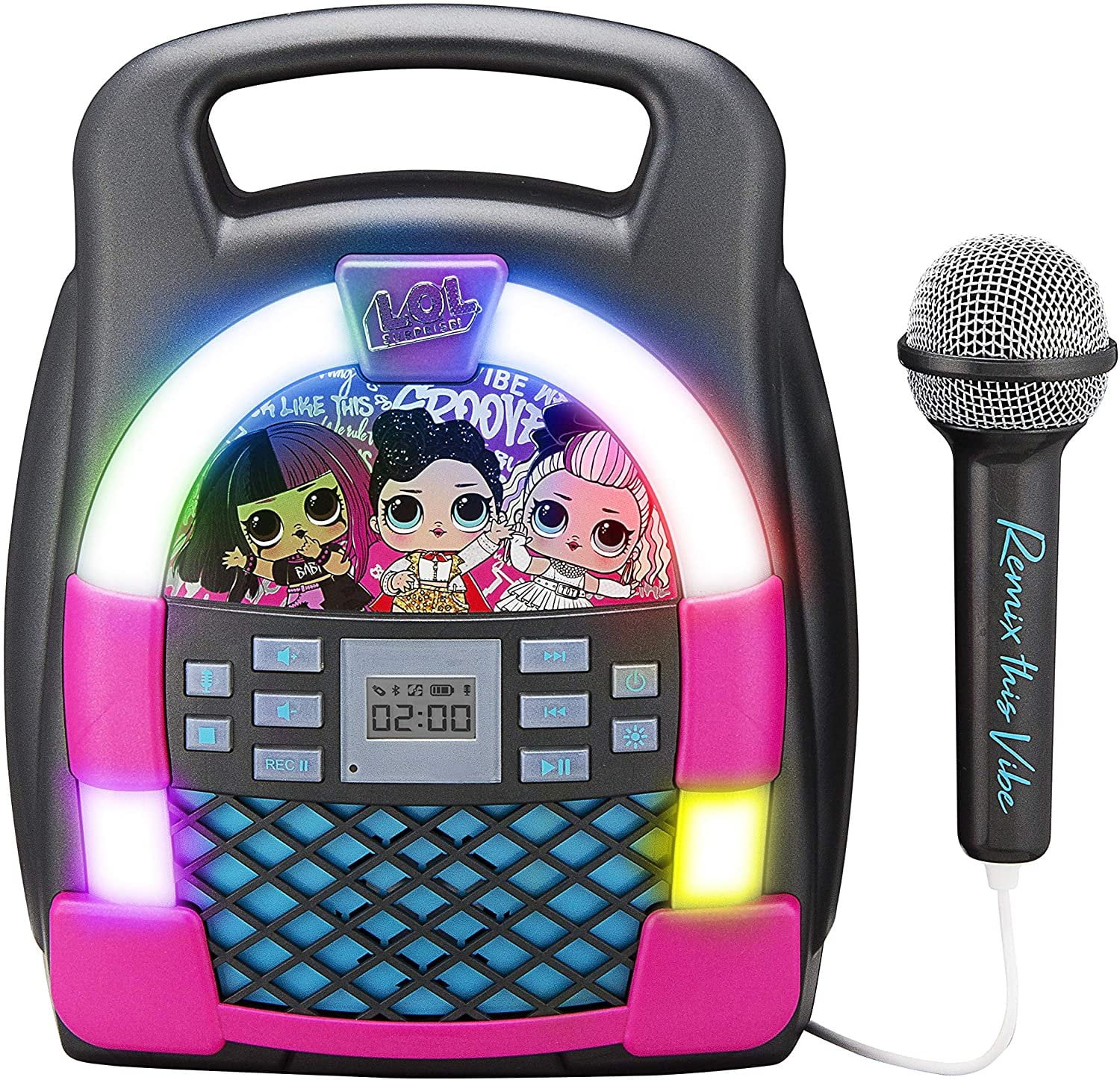 Kids Karaoke Singing Machine Microphone Singer Suitcase Toy Play Set Music LED 