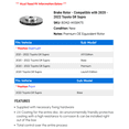thumbnail image 2 of Brake Rotor - Compatible with 2020 - 2022 Toyota GR Supra 2021, 2 of 2