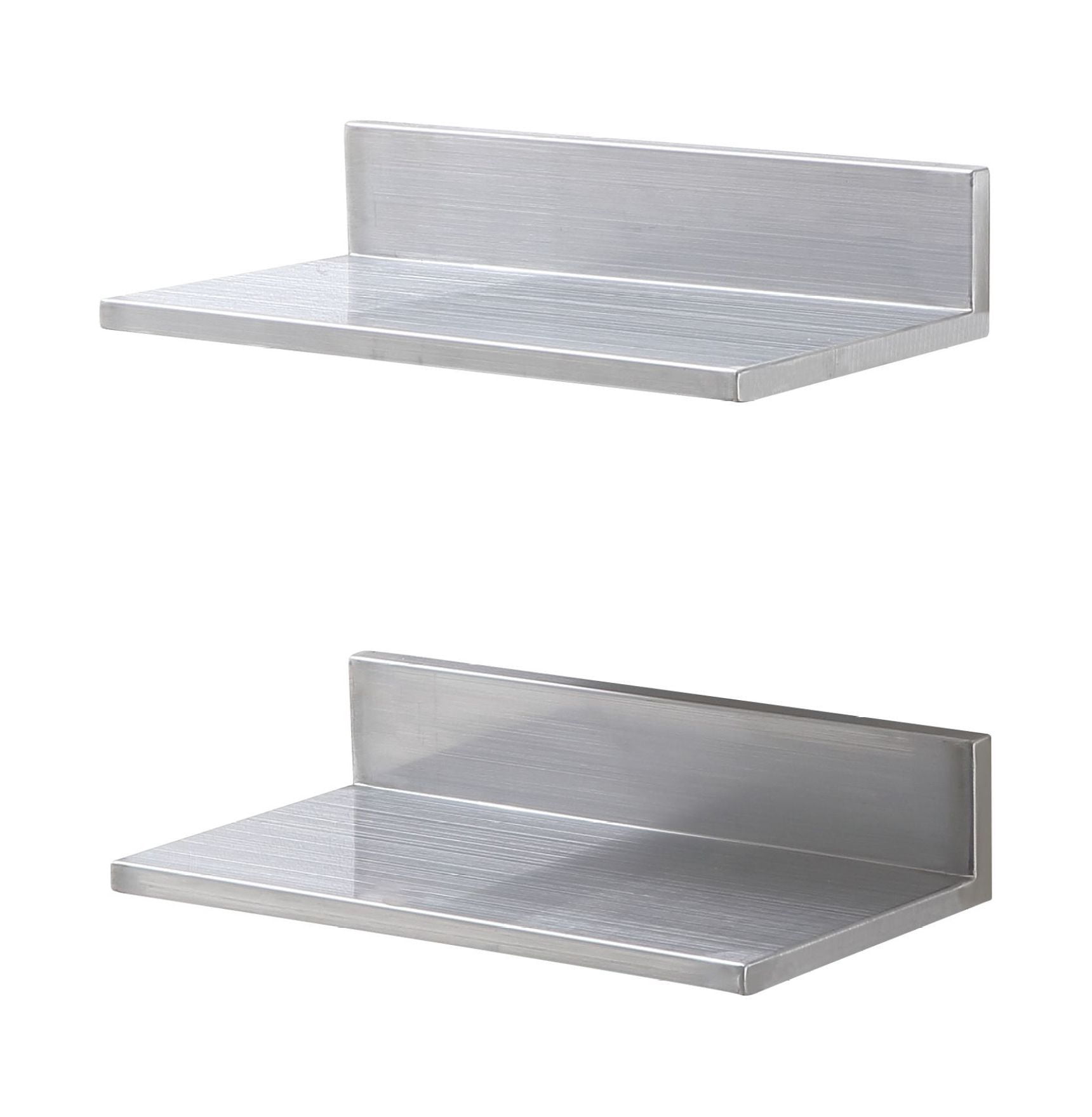 Stainless Steel Shelf 8.6x16 Inch, Wall Mounted Floating Shelves with Backsplash, 44lbs Capacity, Heavy Duty Storage for Kitchen, Restaurant, Bar, Hotel
