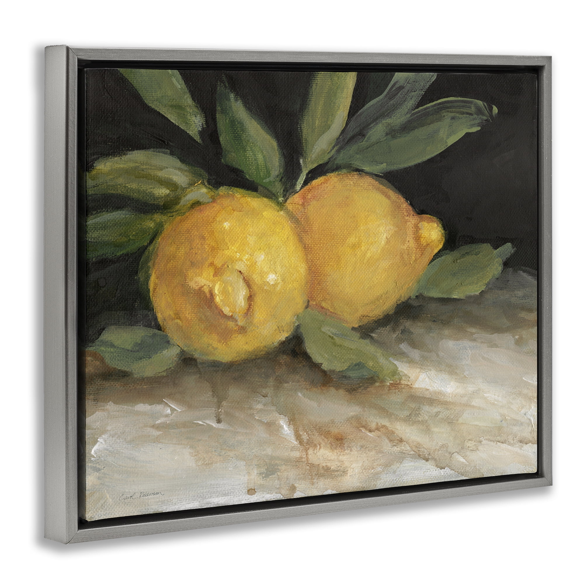 Stupell Industries Traditional Lemons Duo Food & Beverage Painting Gray Floater Framed Canvas Art Print Wall Art, 21 x 17