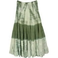 thumbnail image 1 of Qmyliery Women Retro Style Long Skirt, Elastic Waist Tie-dyed Print Ruffled Skirt for Ladies, Black/ Brown/ Green, 1 of 2