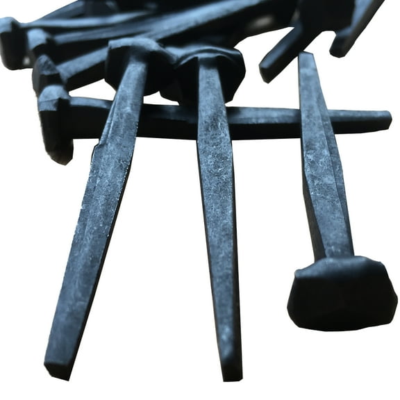 1- Wrought Head Iron Nails  Antique Black rustic restoration accent nails for hanging, furniture, cabins, shutters & flooring  Decorative clavos nails  Distinct wrought rose head  1 in
