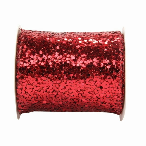 Sparkling Glitter Mesh Wired Ribbon 10cm x 10 Yards Red for Christmas Home Decor Bow Gift Wrapping DIY Crafts Wreath