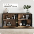 thumbnail image 4 of BELLEZE 65 Inch Buffet Sideboard Cabinet with Elegant Gold Trim, Modern Storage Console Table with Decorative Doors for Dining Room, Kitchen, and Living Room (Espresso Black), 4 of 7