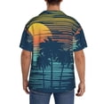 thumbnail image 5 of Naloa Palm Trees Men's Loose Fit Cuban Collar Short-Sleeve Shirt with Button-down and Chest Pocket for Everyday Wear Outings - Large, 5 of 7