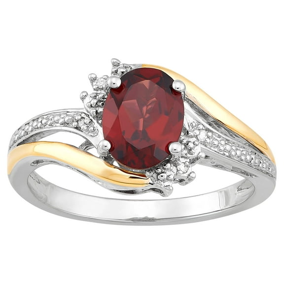 Brilliance Fine Jewelry Amethyst Diamond Accent Ring in Sterling Silver and 10K Yellow Gold