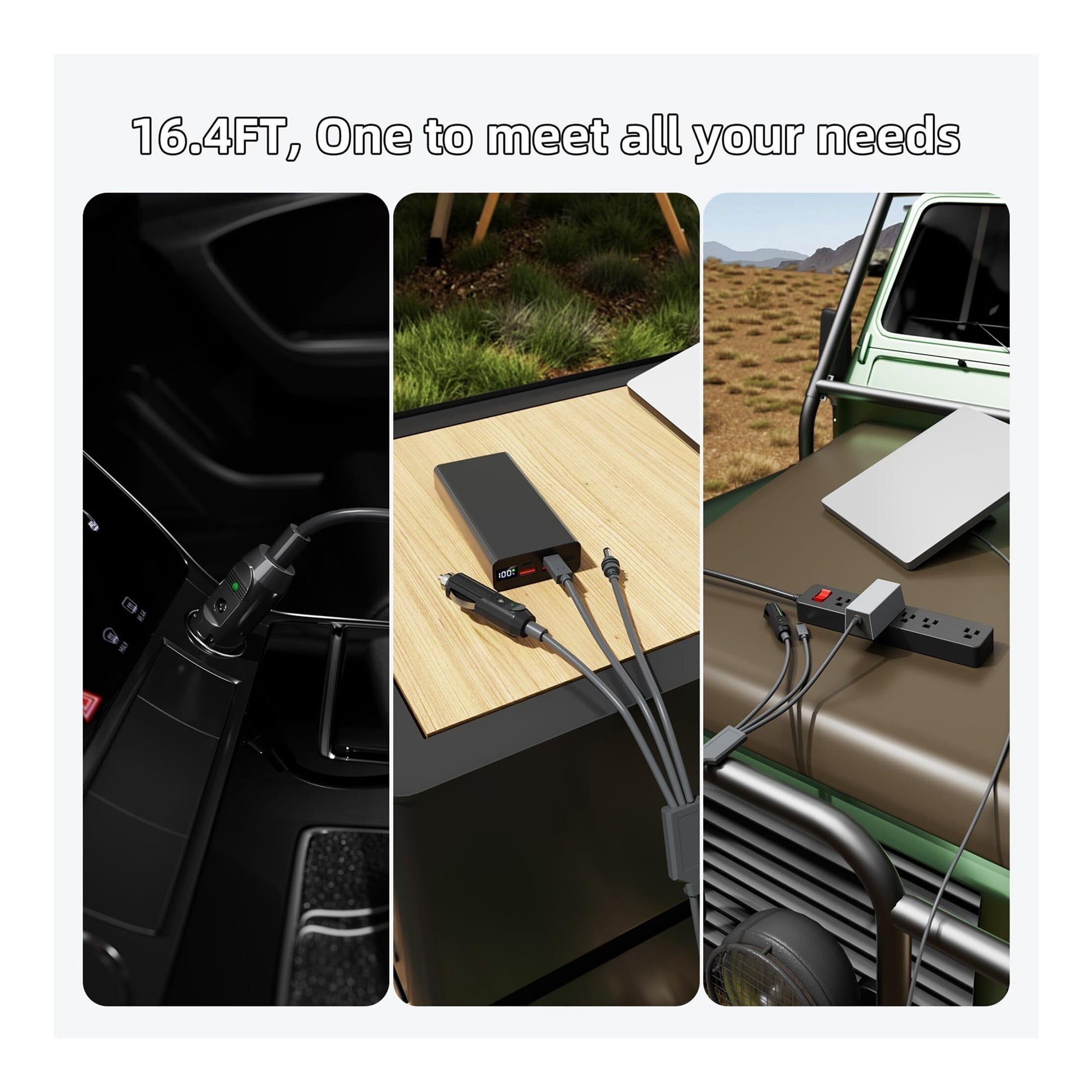 Starlink Mini 3 in 1 DC Power Cable 16.4FT, 100W+ USB C 12-24V Cigarette Lighter Plug and DC Male Power Cable Cord for Starlink Mini, Plug and Play Starlink Mini Accessories 3M