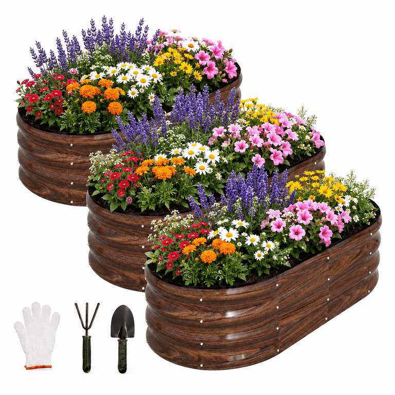 ANSFIL 4x2x1 ft Galvanized Raised Garden Bed (3-Pack) photo 3