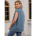 thumbnail image 4 of DARING DIVA Women's Button Down Oversized Sleeveless Utility Jean Jacket S Grey Blue, 4 of 7
