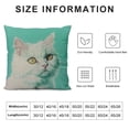 thumbnail image 5 of Qinduosi Pet Pillow Cover White Angora Cat Throw Pillow Covers Green Pillowcovers Soft Double Side Print Sofa Linen Square Throw Pillowcover inch for Living Room Bedroom Car Decor, 5 of 5