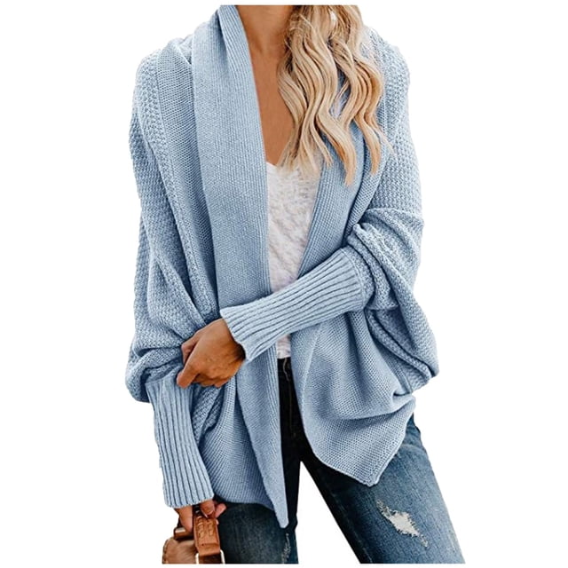 Cardigan Long Uni à Manches pour Femmes, Manteau Blouse Haut Décontracté d'Automne