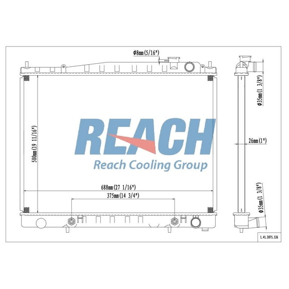 REACH 41-2075 Radiator for 00-97 Infiniti QX4; 00-96 Nissan Pathfinder