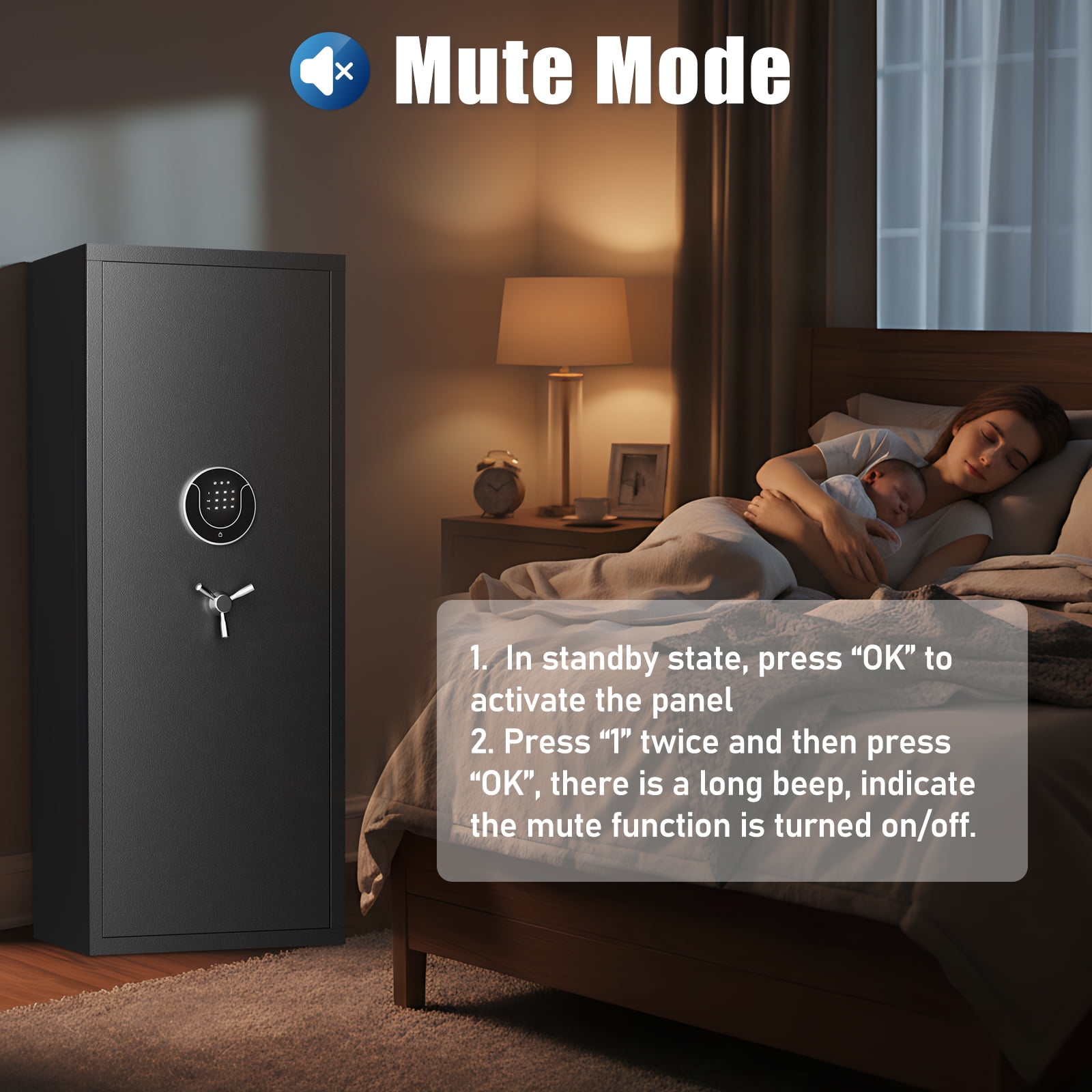 Omethey Gun Safe, 8-12 Unassembled Digital Gun Safes with Adjustable Shelves & Inner Cabinet, Large Shotgun Safe with Pistol Bag & Gun Support, Quick Access Gun Cabinet for Home with DIY Sticker