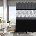 thumbnail image 3 of Black Grey Geometric Shower Curtain Sets with 12 Hooks,Modern Boho Farmhouse Bathroom Curtain,Water Repellent Polyester Fabric Abstract Bath Curtain Washable for Bathroom Decor 72x72in, 3 of 6