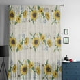 thumbnail image 5 of Sunflower Semi Sheer Curtains Drapes for Living Room, Bedroom, French Doors Window 96 Inches Long, Vintage Beige Bee Farm Botanical Flower Rod Pocket Chiffon Curtain Drapery Voile Draperies Panel, 5 of 6