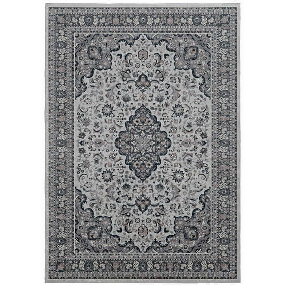 Emerald Collection Cream/Grey Rug, Multiple Sizes