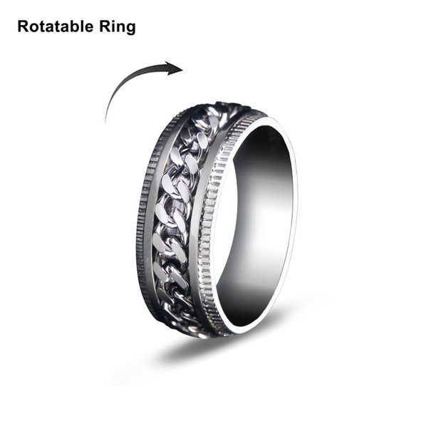 anillo de dedo con incrustaciones de cadena de acero inoxidable punk para hombre y mujer joyería regalo