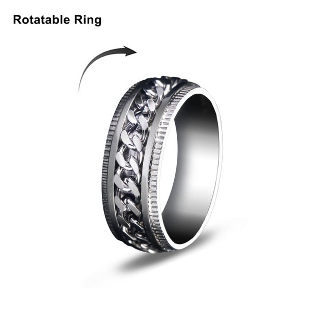 anillo de dedo con incrustaciones de cadena de acero inoxidable punk para hombre y mujer joyería regalo