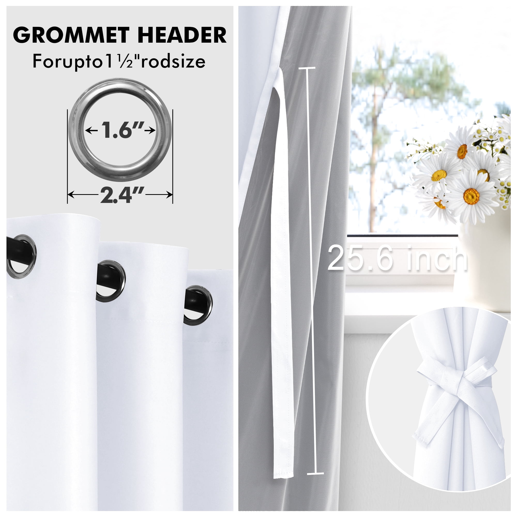 XWZO Total Blackout White Curtains 84 Inches 2 Panels Set for Bedroom, Grommet Thermal Insulated Room Darkening Curtain Drapes for Glass Door,Noise Reducing Curtains for Window,52"W x 84"L