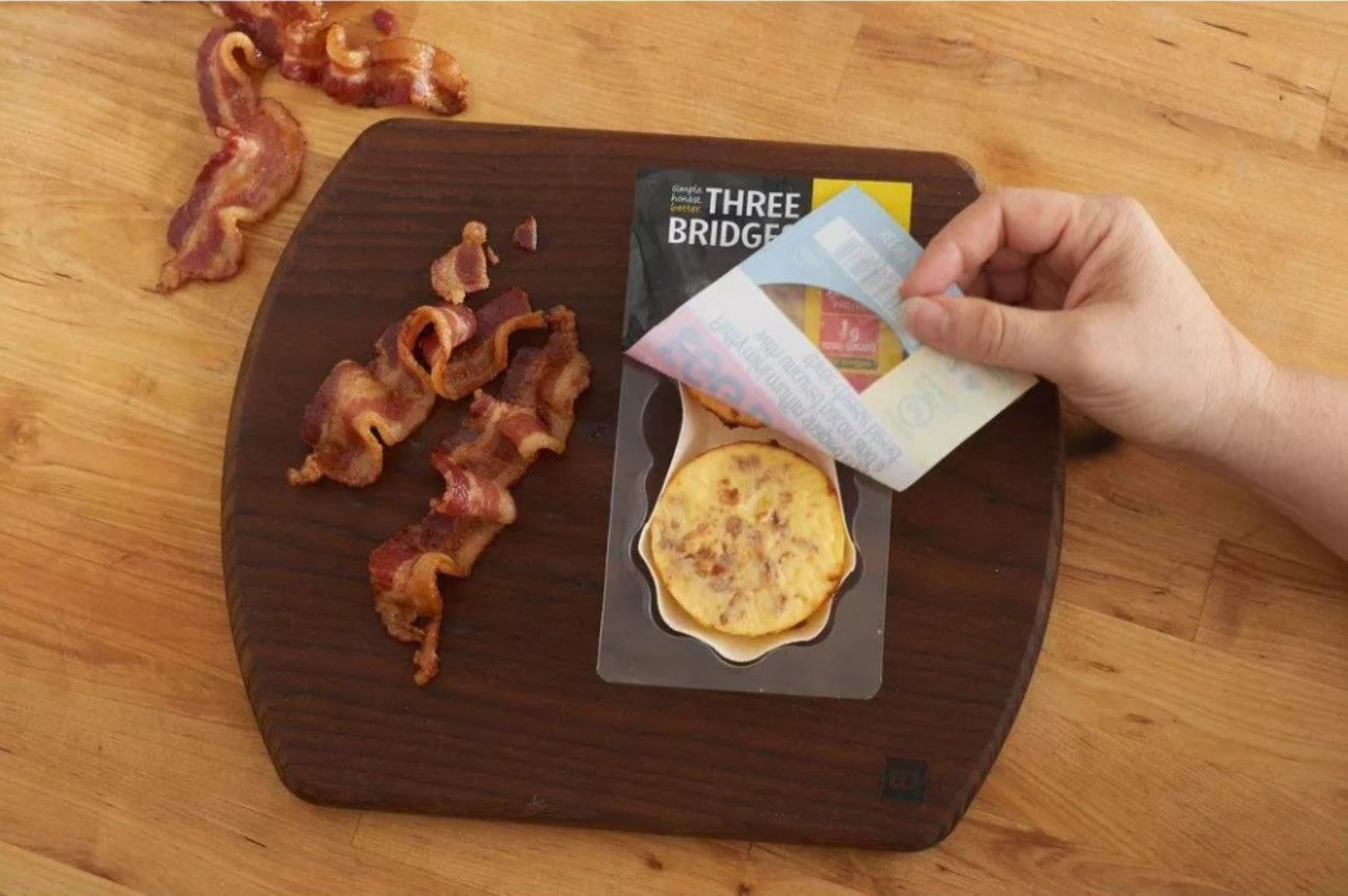 Three Bridges Uncured Bacon & Cheese Egg Bites, Gluten Free, 4.6 oz 2 Count Tray (Refrigerated)