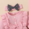 thumbnail image 4 of Floleo Girls Long Sleeve Ribbed Top and Pants Set with Bow Detail Ruffle Trim Cute Heart Print Outfit for Toddler Fall Winter Daily Wear, 4 of 4