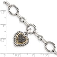 thumbnail image 3 of 14K/Silver Two-Tone Sterling Silver With 14K Black Diamond Heart Link Bracelet (8 X 14.5) Made In Thailand qtc178, 3 of 5