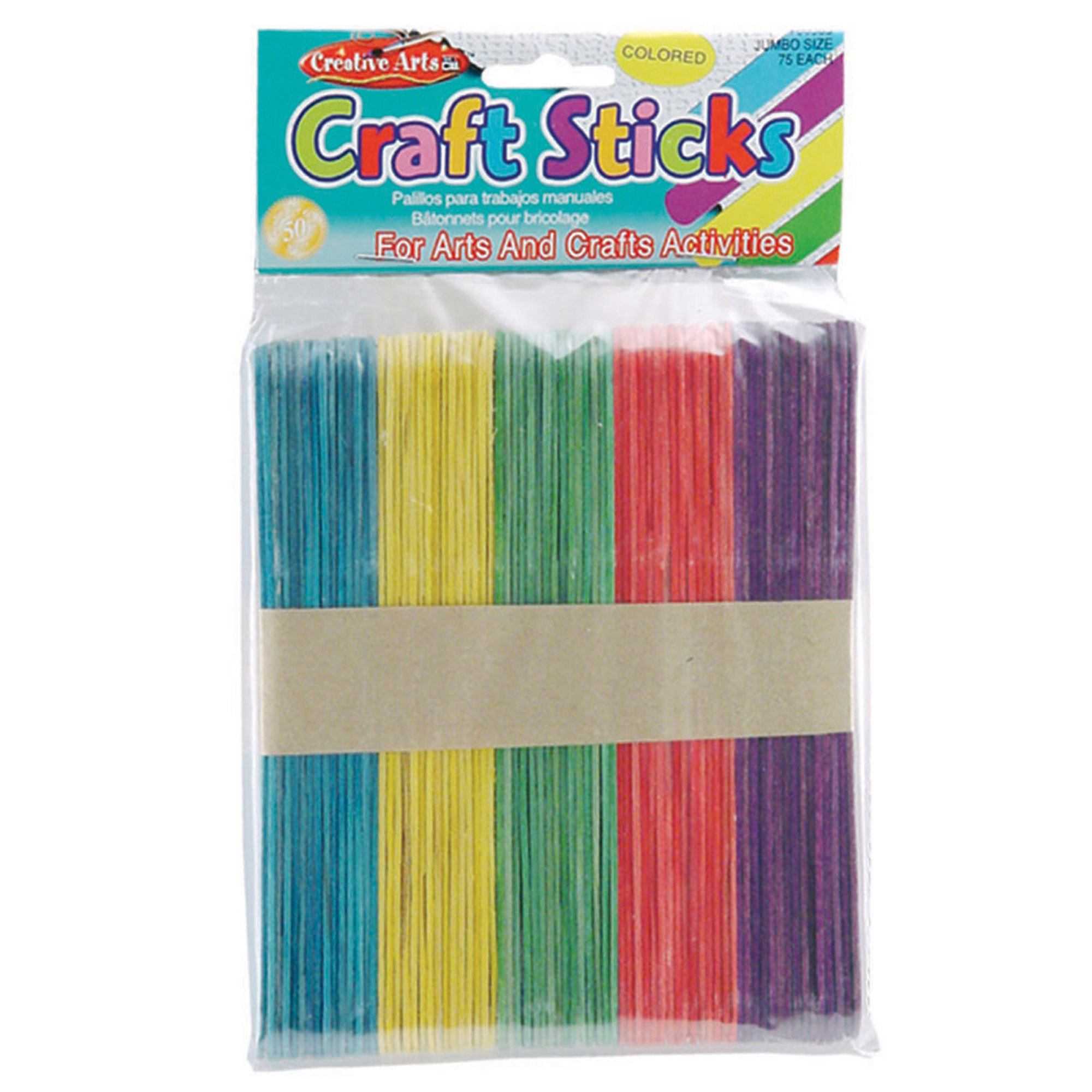Jumbo Colored Craft Sticks, 75 Per Pack, 12 Packs